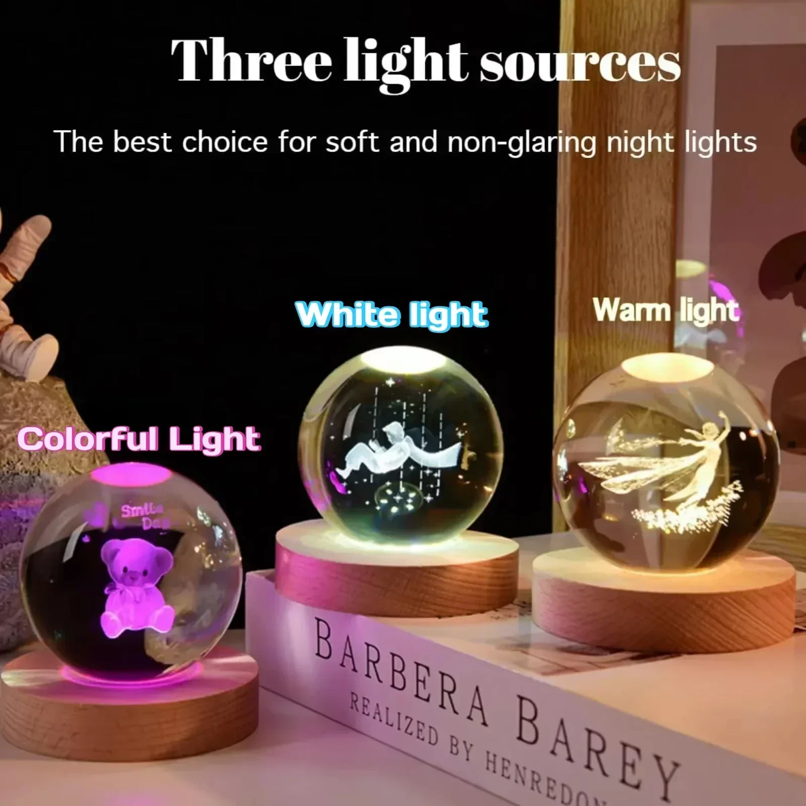 Custom Snow Globe Night Light, ลูกบอลคริสตัล 2D ส่วนบุคคล, งานแต่งงาน, โคมไฟของที่ระลึกคู่รัก