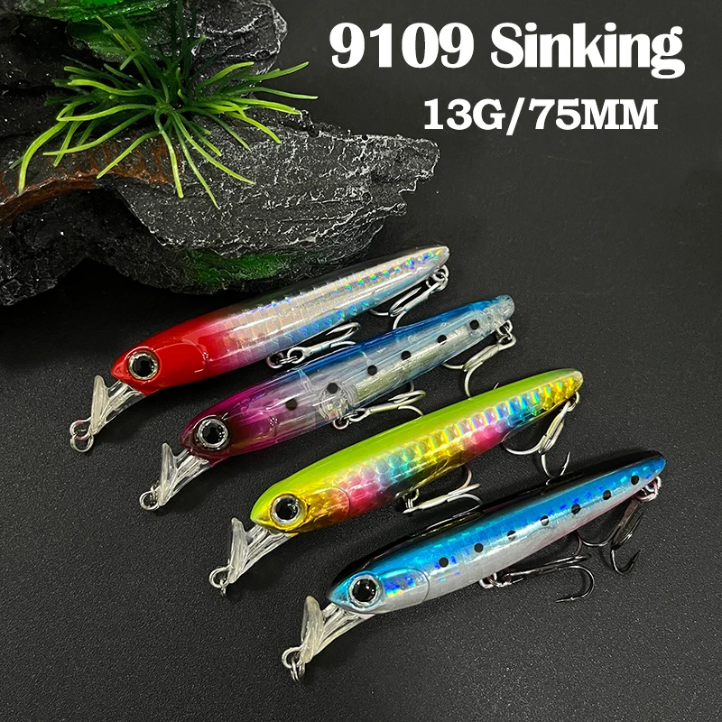 

75mm 13g Sinking Minnow Lures Rocket Artificial Bait Freshwater Plastic Swimbait Jerkbait Pesca Isca Wobbler Fishing Accessories