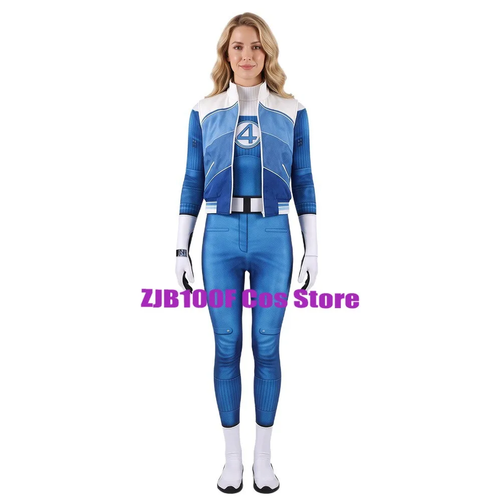 Anime Fantastic Hero Invisible Woman Cosplay Women Coat Jumpsuit Costume Set Halloween Party Play Outfit view 2