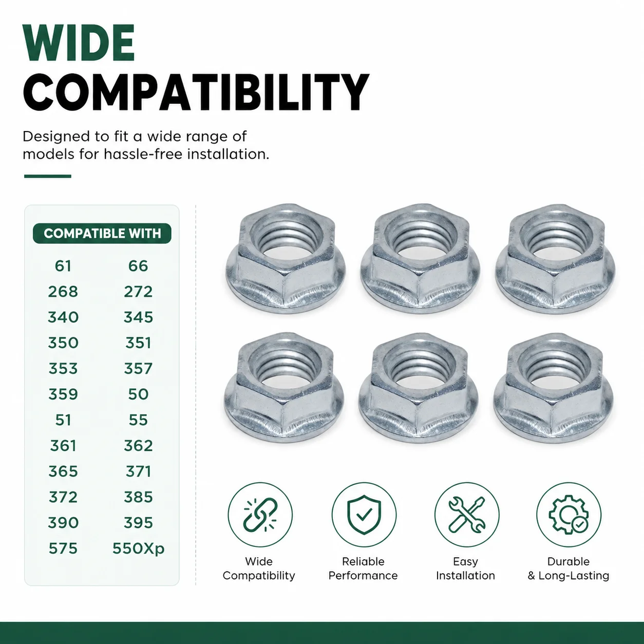 6 Pack Bar Nut 8x13mm for Husqvarna 61 66 268 272 340 345 350 351 353 357 359 50 51 55 361 362 365 372 385 390 395, 503220001