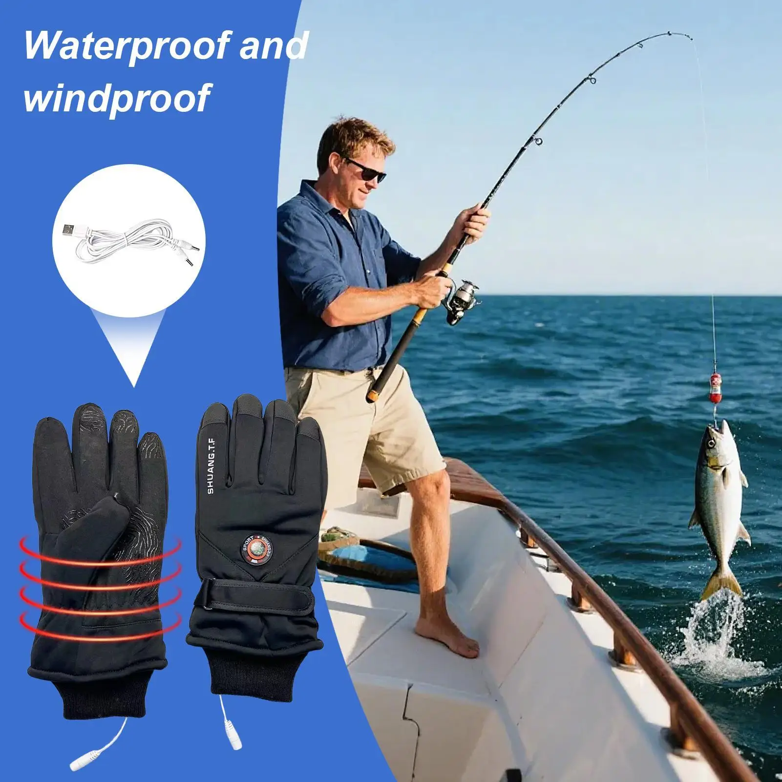 Guanti da moto riscaldati Scaldamani USB Touchscreen Guanti riscaldati USB per uomo Donna Attività all'aperto Sport Ciclismo Sci