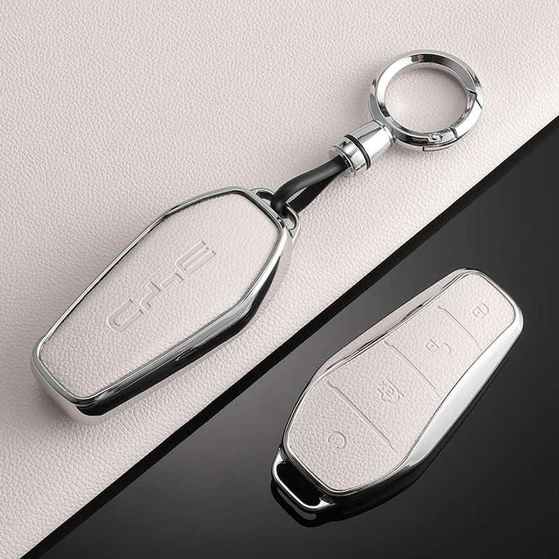 

For BYD EA1 Han EV Qin Song Plus Dmi Yuan Plus Tang Atto 3 EV Car Key Case Accessories Styling Suede Leather Key Cover Keychain