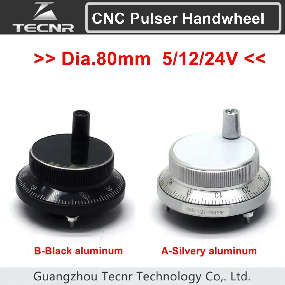 80mm CNC Pulser Electronic Handwheel 5V 12V 24V 4 6 pin Manual Pulse Generator Rotary Encoder TECNR