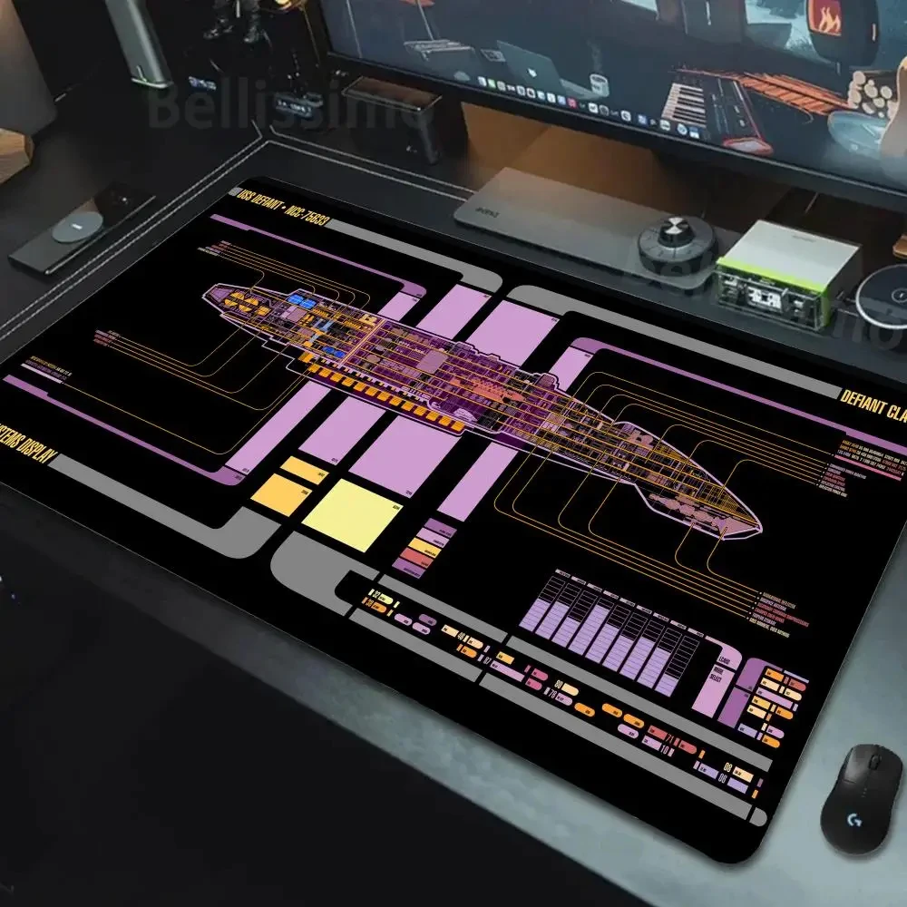 Starship Blueprint Pad Desk Pad Mouse Pad Gamer Computer Cabinet Star Trek Game Office Accessories Keyboard Anime Extended Large