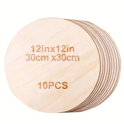 10 Packs 12 Inches Wood Circles For Crafts, Craft Wood Board Rounds Wooden Cutouts For Crafts, Door Hanger, Door Design, Wood Bu