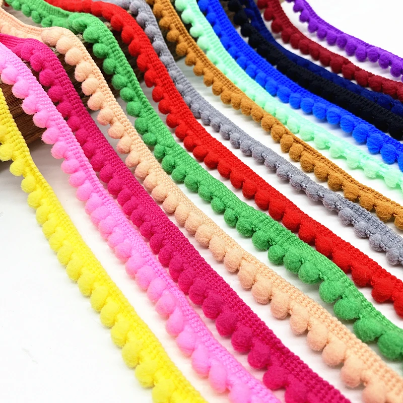 5 Yards Pom Pom Trim Ball 11 Mm Pompom Fringe Ribbon Sewing Lace DIY Kintted Fabric Handmade Craft Accessories