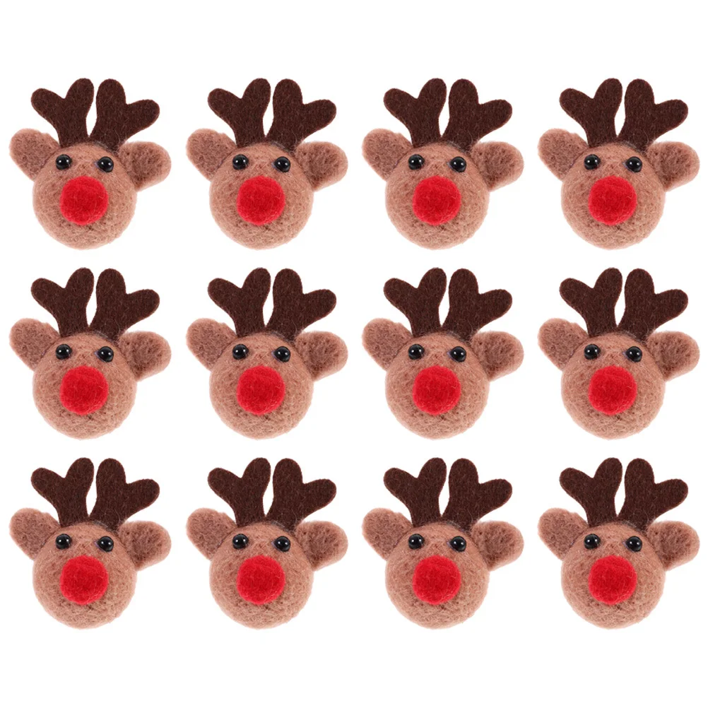

12 Pcs Elk Heads Decor DIY Crafting Cute for Creative Ornaments Decoration Badge Cartoon