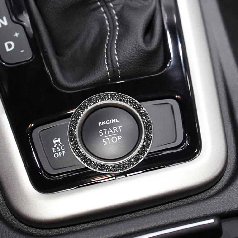 

2Pcs Bling Car Engine Start Button Ring Rhinestone Decoration Self Adhesive Accessories Interior Sticker for Women Elegant