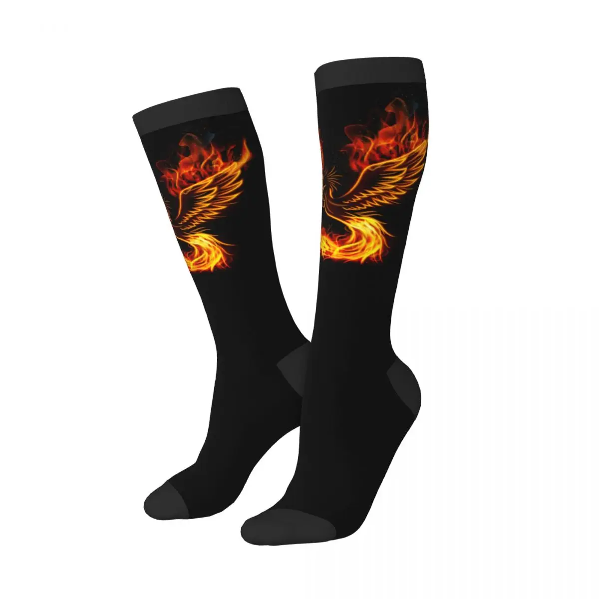 Unisex Socks Fire Burning Phoenix Bird Casual Socks Harajuku Business Long Socks