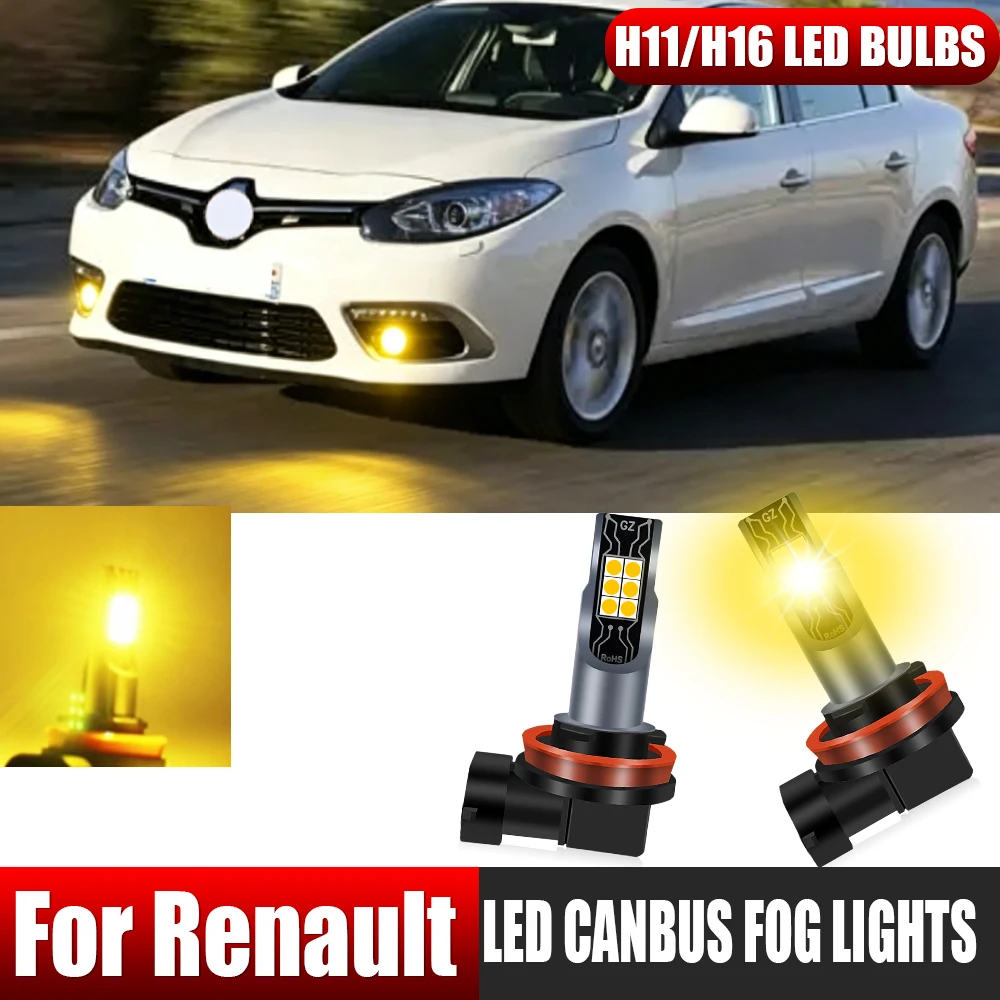 2 Piezas de Luces Antiniebla LED H11 H8 H16 Canbus, Bombilla para Auto de 12v para Renault Clio 2 3 4 Twingo Espace Fluence Duster Megane CC Koleos 1 2