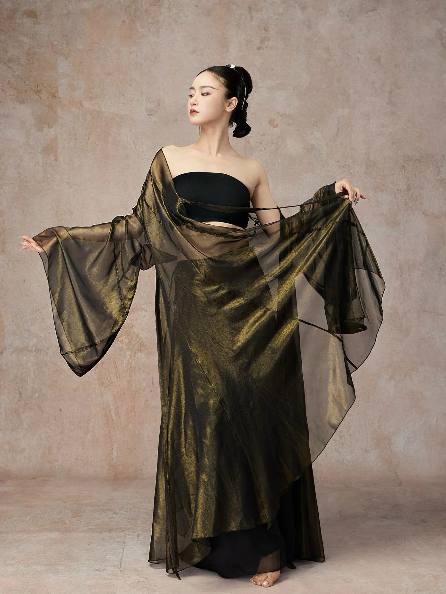 

Элегантное золотое тюлевое платье Ele Bla с пышными оборками для сценических выступлений, классический костюм для джазовых танцев, премиум-класс, осенняя новинка