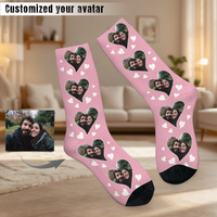 Personalized photo socks Custom face heart-shaped socks Heart-shaped unisex socks Custom couple socks Anniversary gift