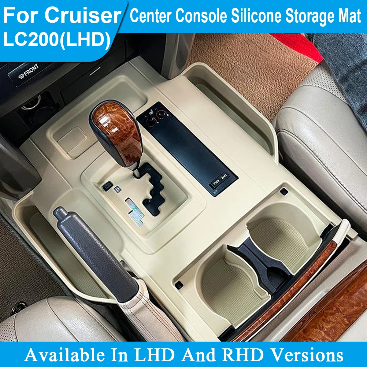 

For 2008-2021 Toyota Land Cruiser LC200, Center Console Silicone Storage Mat, Interior Protection Accessories