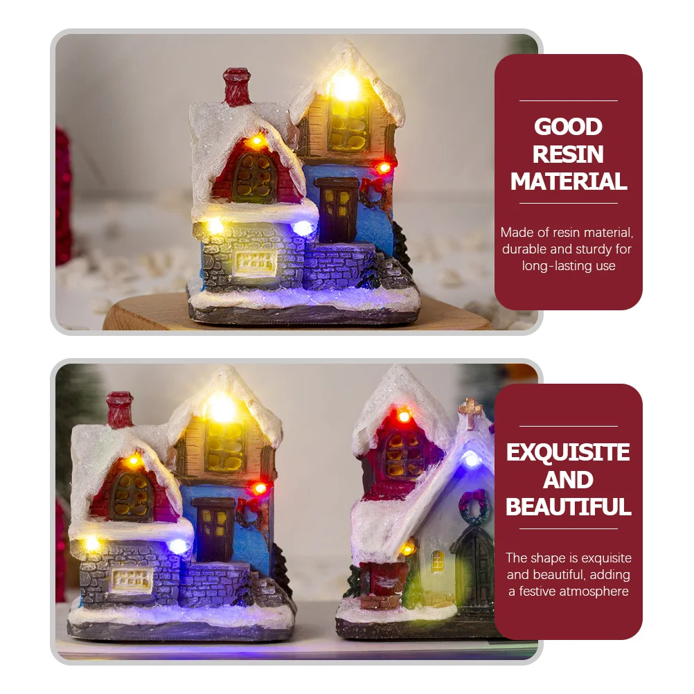 

Christmas Light Up Resin House Rustic Village Tabletop Decoration Christmas Gift Lighted Miniature House for Desk Shelf Dining