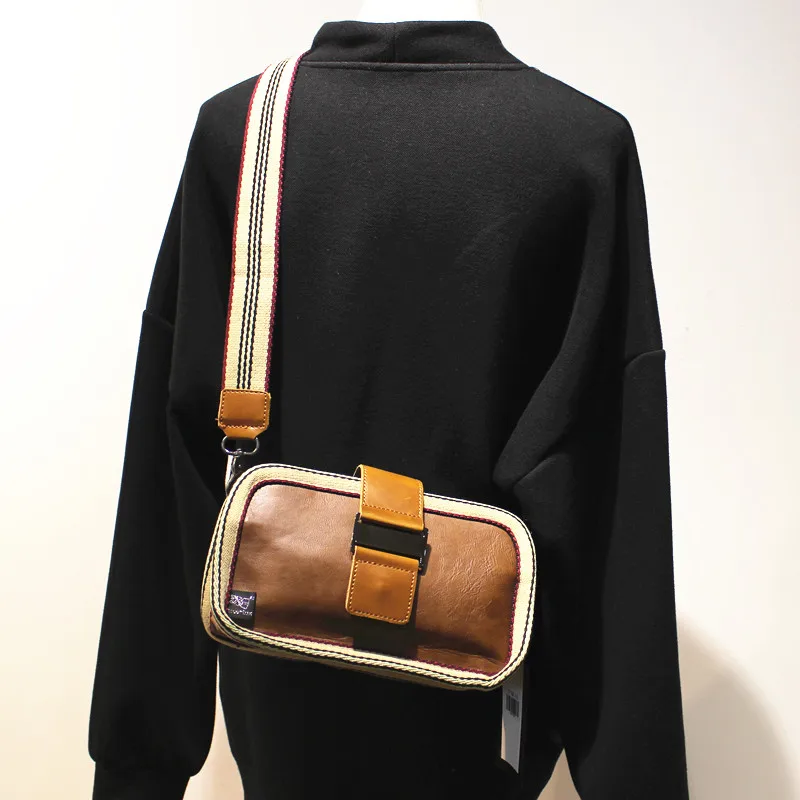 Retro Japanese Style Crossbody Bag Single Shoulder Zipper Backpack Small Square Casual Trendy Chest Bag Unisex Mobile Phone Bag