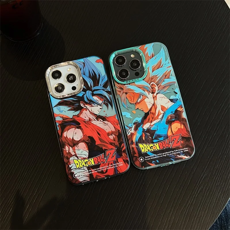 Cartoon Art D-Dragons Balls Aurora Phone Case For iPhone 15 14 13 12 11 Pro Max Laser Anti-drop Protective Plating Lens Cover