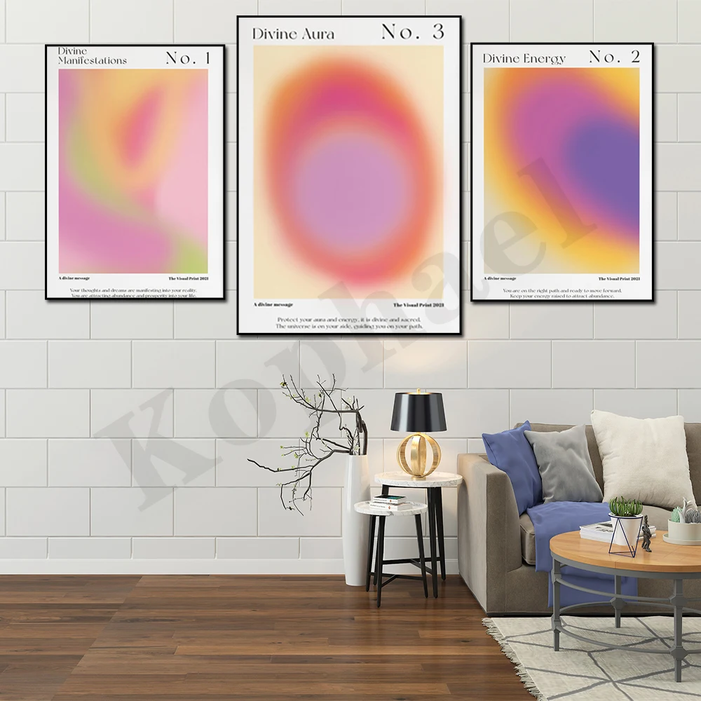 Abstract Divine Spirit Numbers 1 To 9 Show Spiritual Energy Vitality Self-Improvement Aura Gradient Wall Art Poster