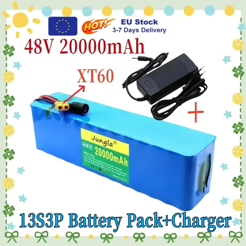 Nouveau Original 48v 20Ah 2000w 13S3P 20000mah batterie lithium-ion 54.6v batterie lithium-ion scooter électrique avec BMS + chargeur