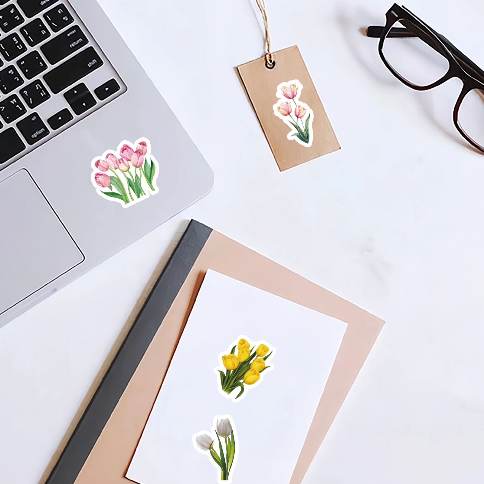 46PCS Tulip Retro-Themed Stickers Decorated Diary Notebook Skateboard Guitar Classic Toy Paper-Cut DIY Student Stationery Decal