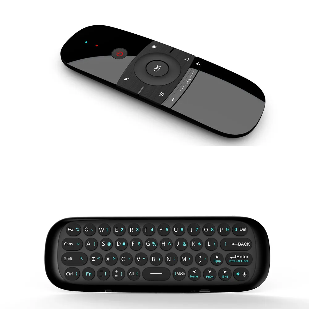 W1 Wireless Air Mouse Keyboard Controle Remoto, Aprendizagem IR, 6 Axis Giroscópio, Motion Sense para TV, Android, TV Box, PC, Projetor, 2.4G