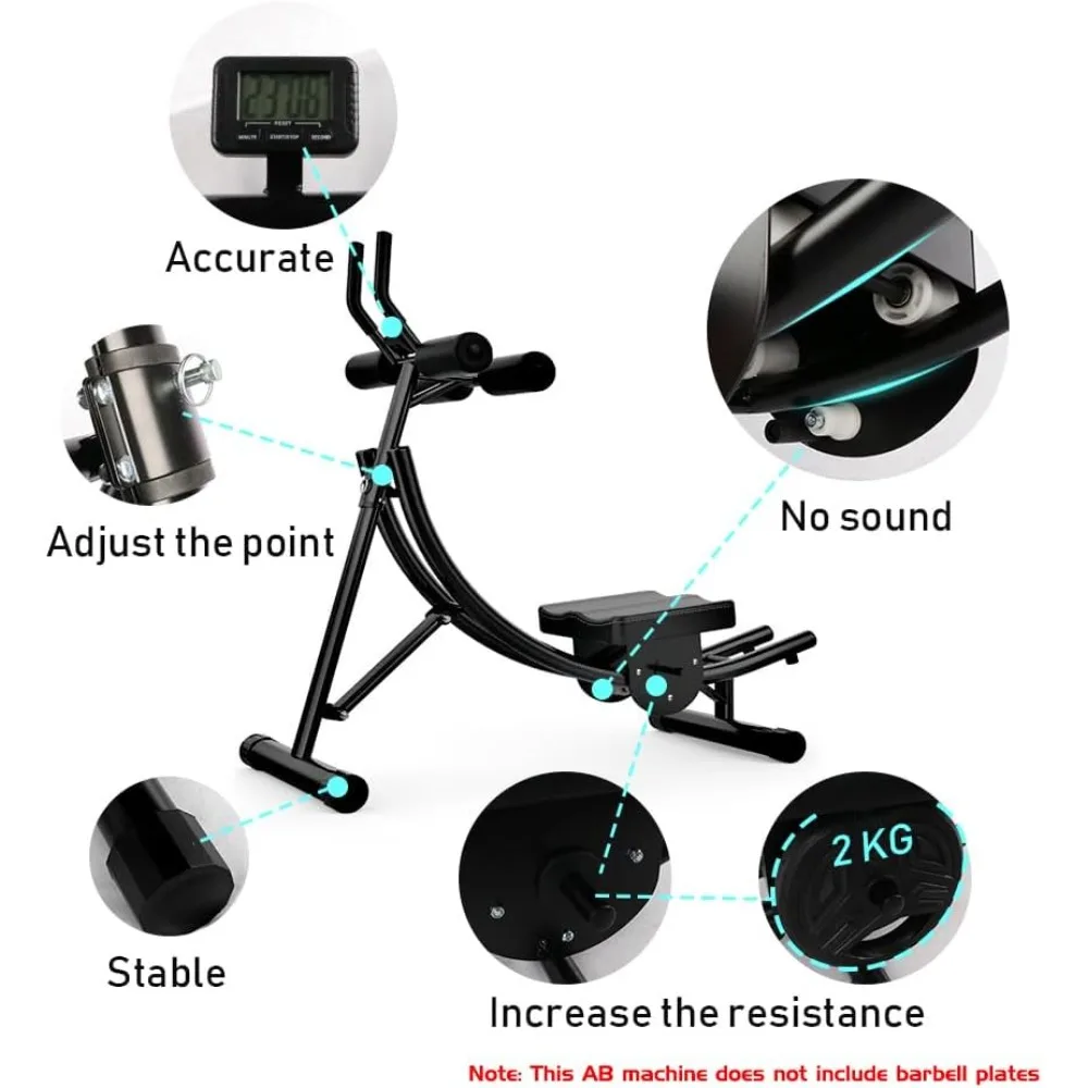 Ab Workout Equipment - Ab Machine with Height Adjustable Foldable Design for Home Gym Strength Training