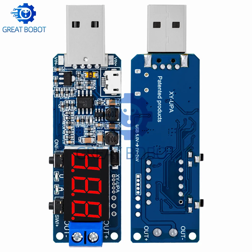 XY‑UPA Digital Controlled USB Step‑Up Power Module 5V Input to 3.3V‑24V Output Desktop Adjustable Power Supply