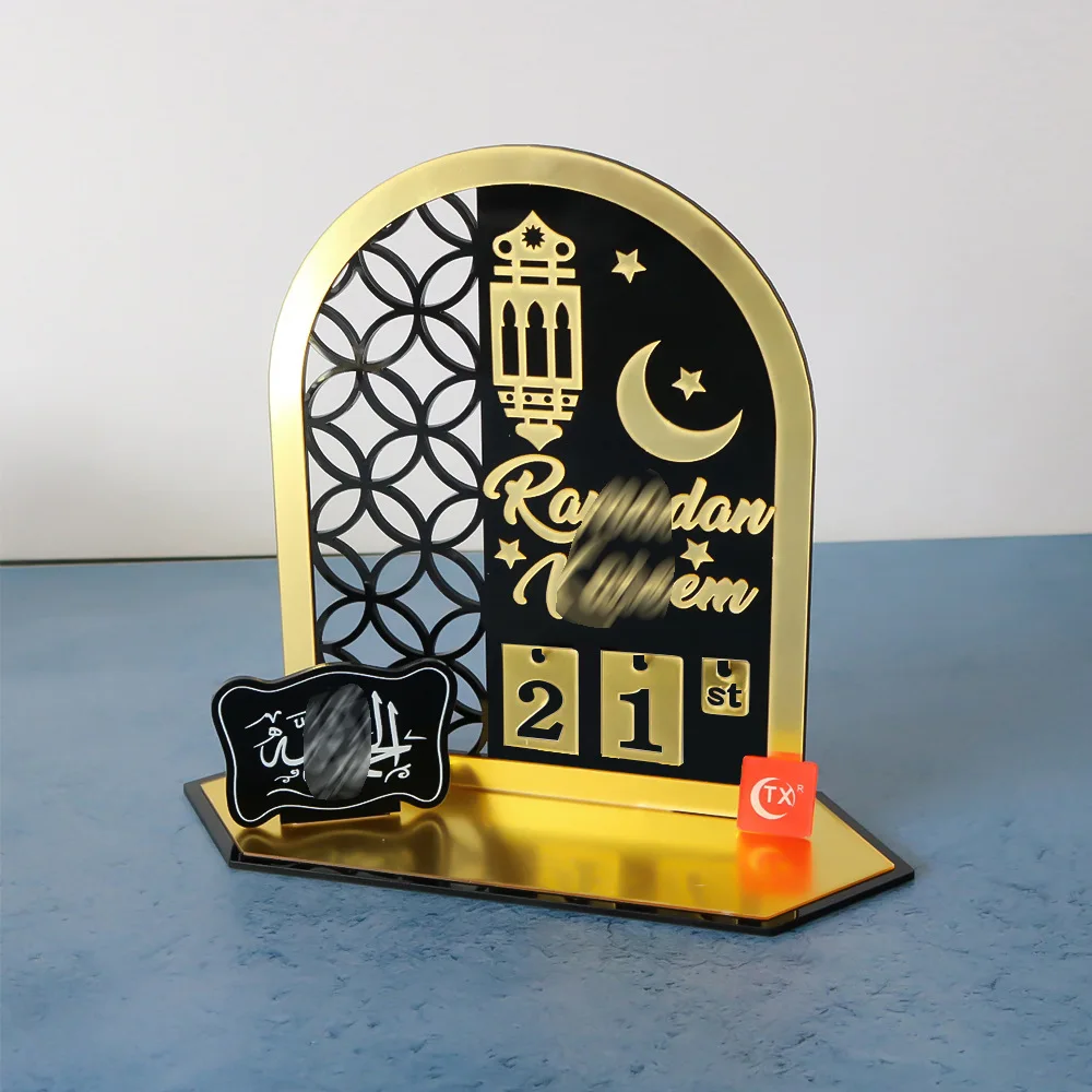 

2024 New Diy Countdown Calendar Gift Home Ornaments Eid Gift Black Acrylic Table Holiday Digital Clock Kitchen Timer Pack