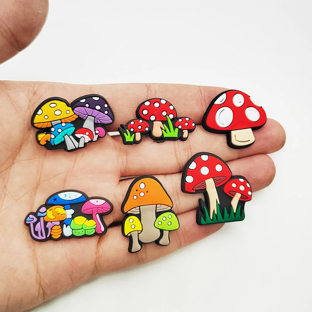 Cute Mushroom Shoe Charms Pin for Crocs Accessories Charms Decoration Shoe Bracelet Wristband DIY Girls Women Party Gifts