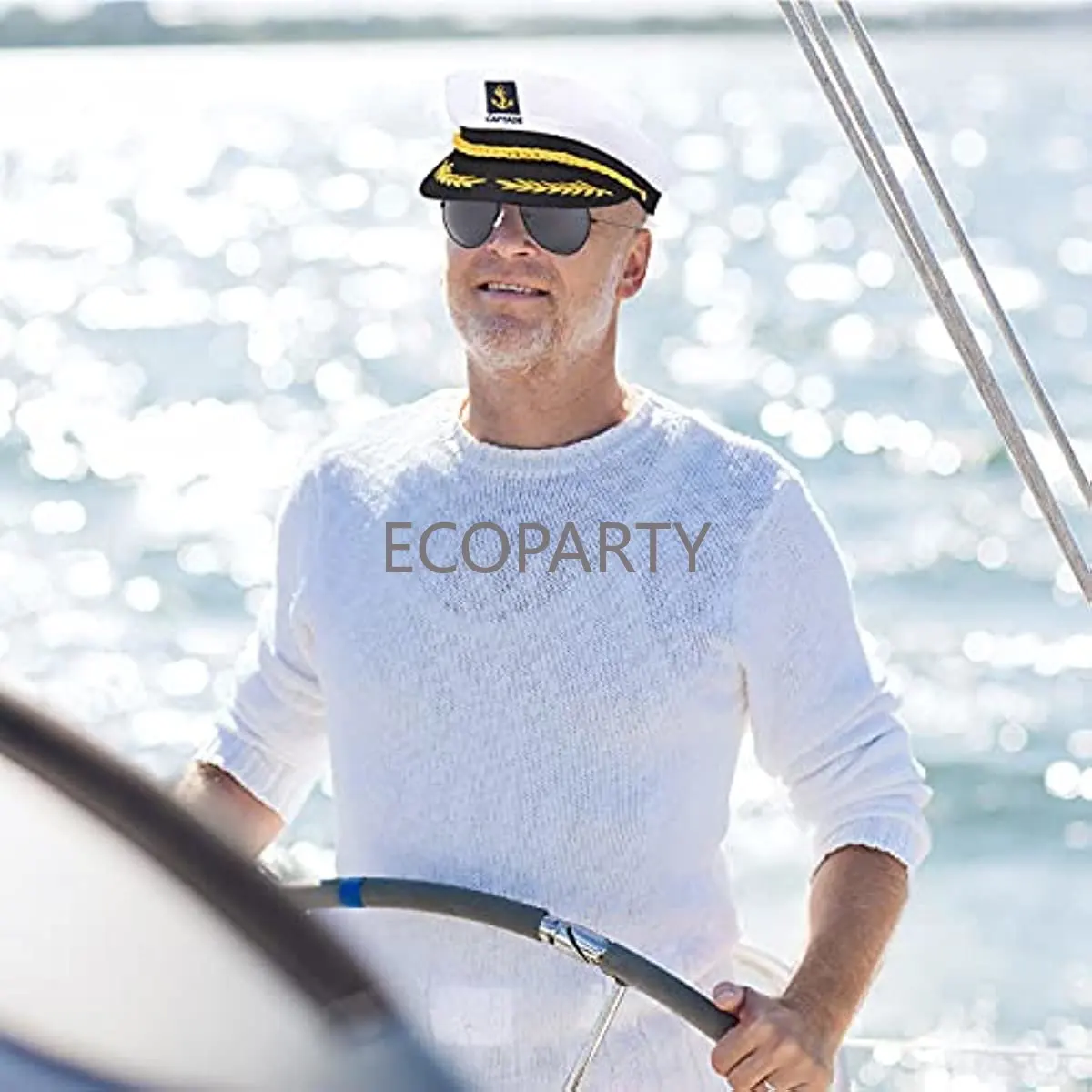 Ensemble d'accessoires de Costume, chapeau de capitaine avec tuyau en bois, lunettes de soleil de capitaine