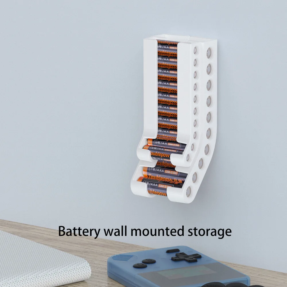 AA/AAA Battery Holder Wall Mount Storage Bracket Black White