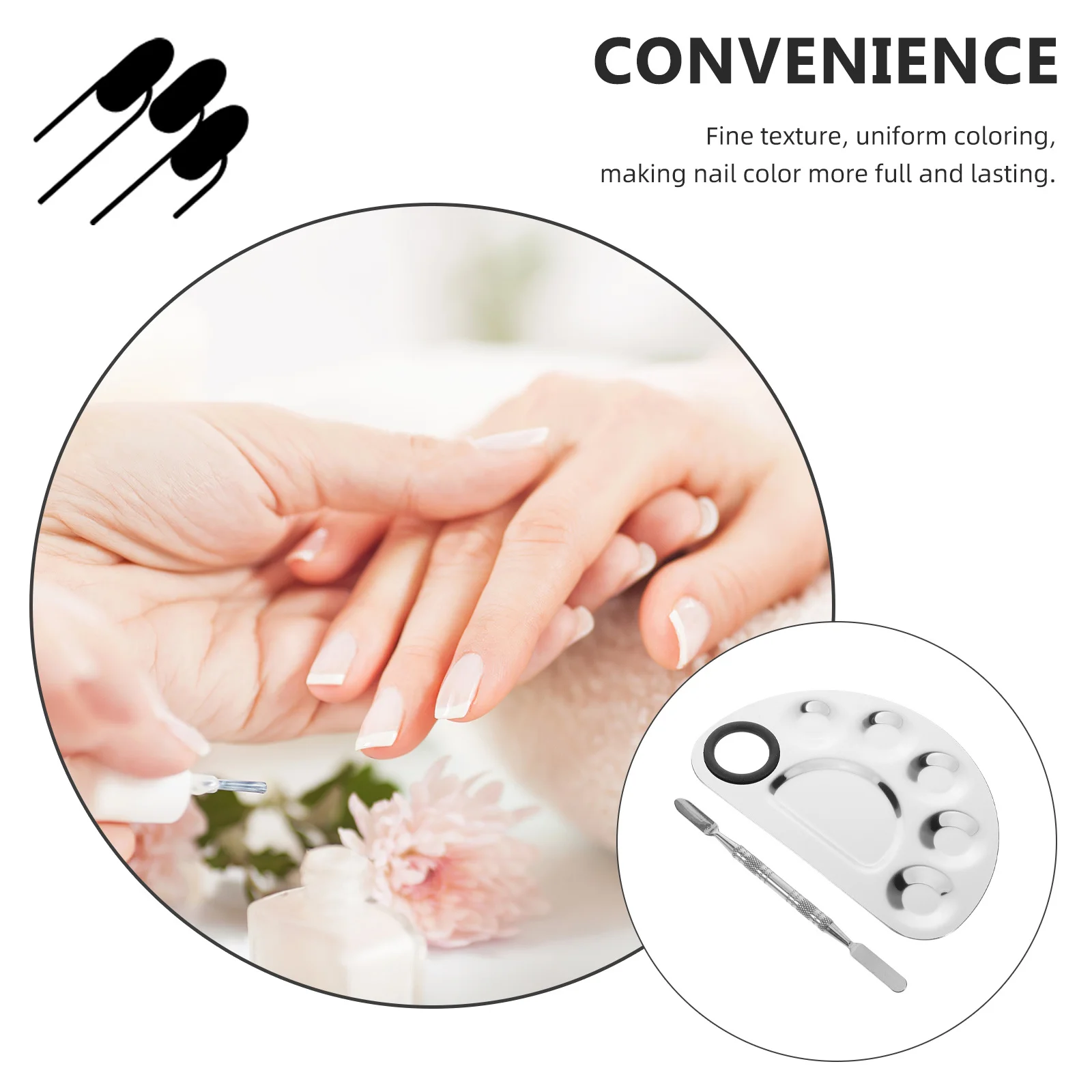 파운데이션 믹싱 팔레트 스테인리스 스틸 네일 아트 팔레트 세트, 쉬운 색상 혼합 메이크업 아티스트 필수 키트