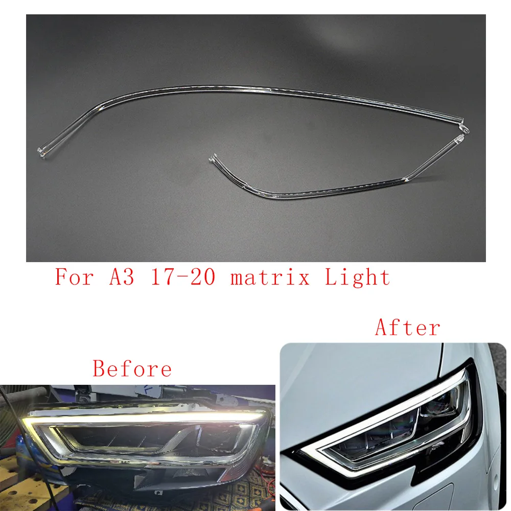 For Audi A3 S3  2017-2020 Car Matrix Headlight DRL Daytime Running Light Guide Plate Tube Strip