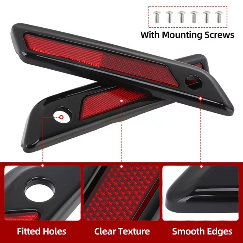 Super Sale Motorcycle Hard Saddlebag Latch Cover Reflectors for Harley Touring Road King Road Glide Street Glide 2014-Up