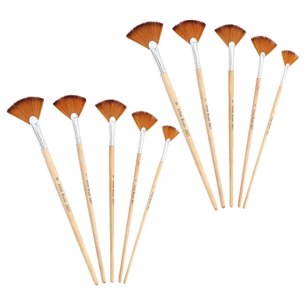 10Pcs Painting Brush Set Flat Designed Multi-Function Watercolor Brushes for Practicing Paint Supply Comfortable