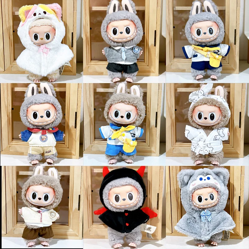 

1st-3rd Gen Labubu In-Stock Labubu 17cm Vinyl Figurine Changeable Clothes Outfit Accessories Keychain Wearable