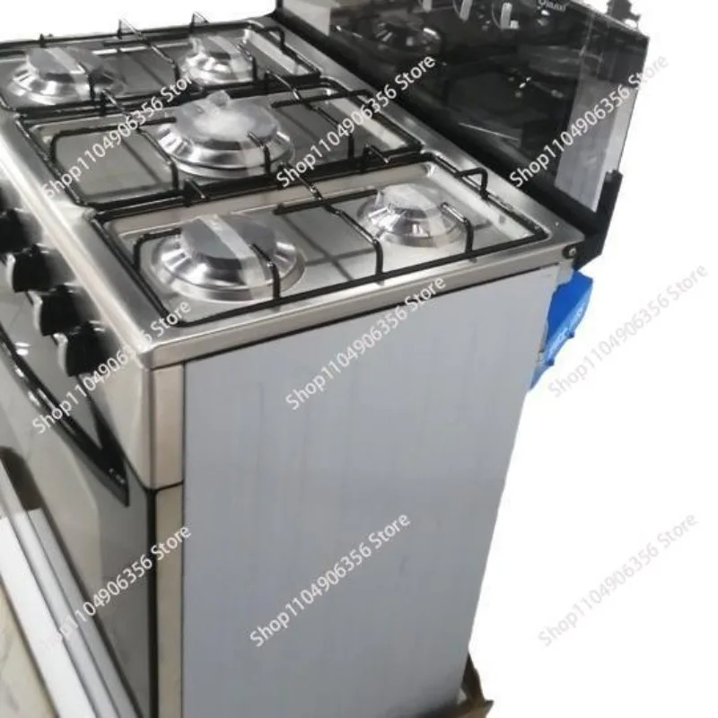 5-Burner Gas Stove with Oven Upright BBQ Design for EU and UK 220V Motor AA Five Heads