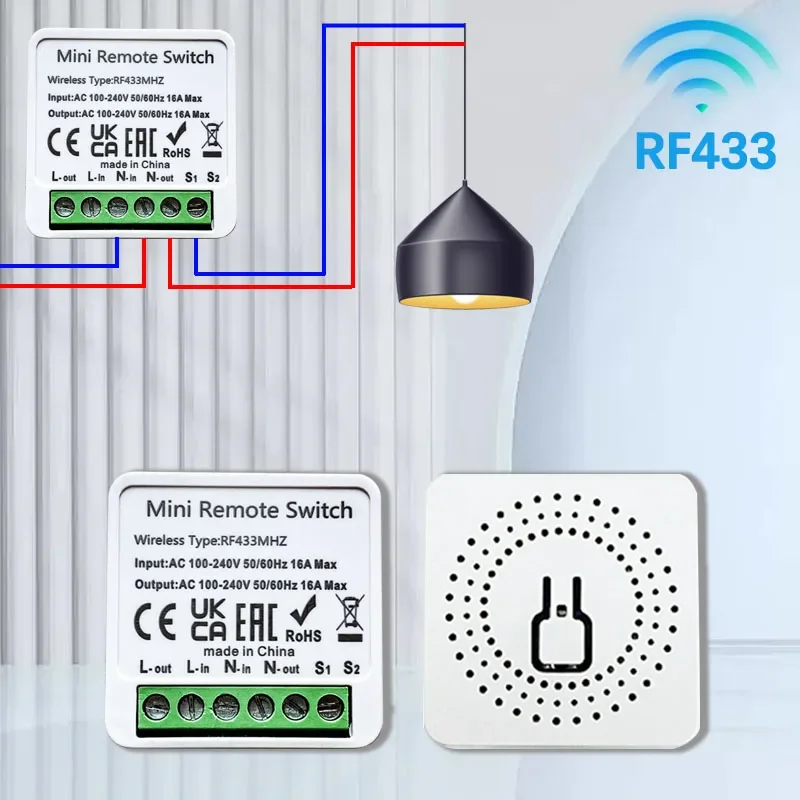 Wireless Smart Switch RF433 Relay Module 16A Mini DIY Relay Receiver Automation Module for Home Led Lamp