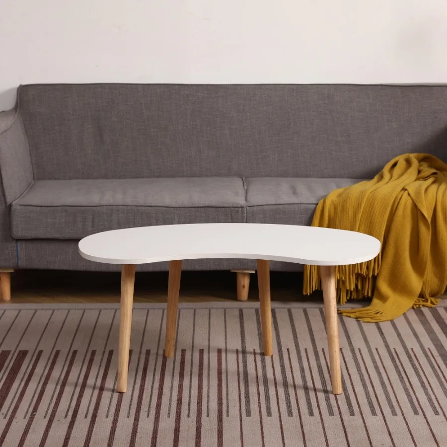 Nut Shape Coffee Table with Solid Wood Legs 35x21 Inches