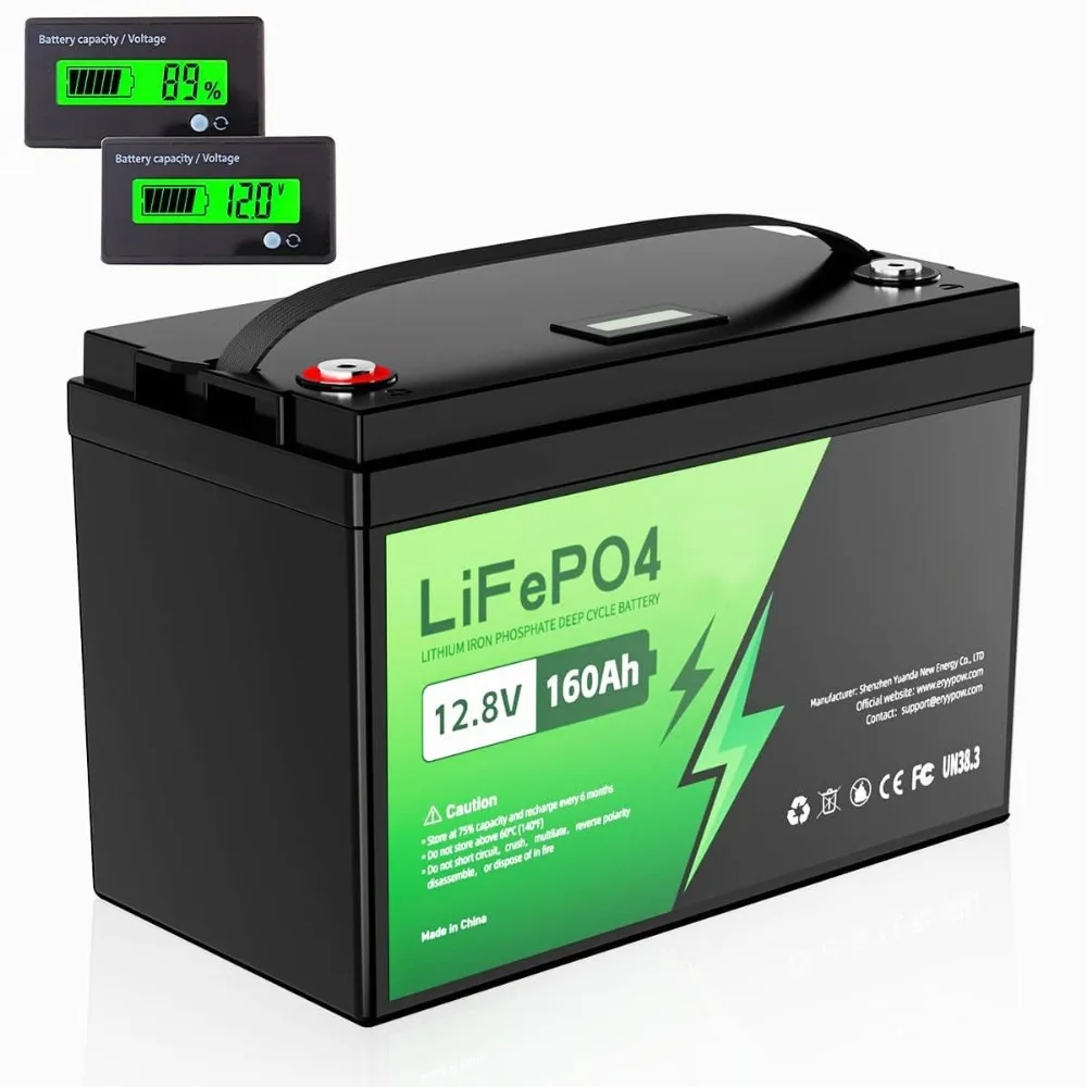 

Литиевая батарея LiFePO4 12В 160Ач с BMS 100А и ЖК-вольтметром, защита от низких температур, 5000+ циклов глубокого разряда, на заказ