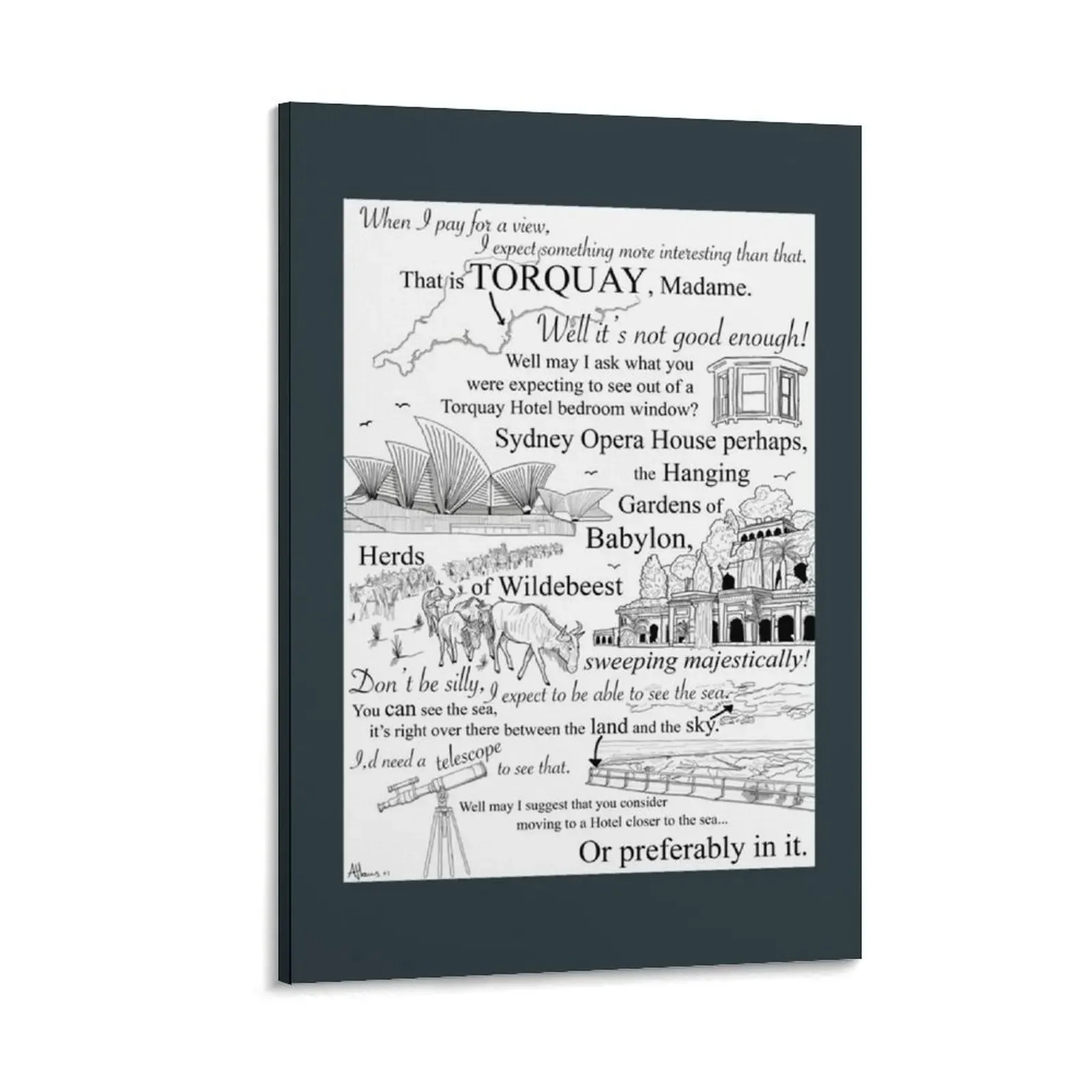 

Fawlty Towers - Basil vs Mrs Richards. Torquay Hotel Bedroom Window Canvas Painting home decor wall art canvas painting