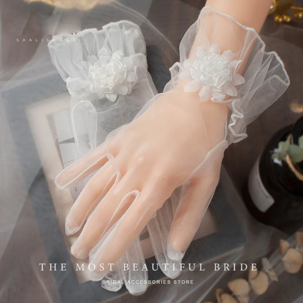 New Party Dress Lace Gloves Sexy Clothing Accessories Wedding Bridal Gloves Rhinestone Elegant Evening Prom Decor Party