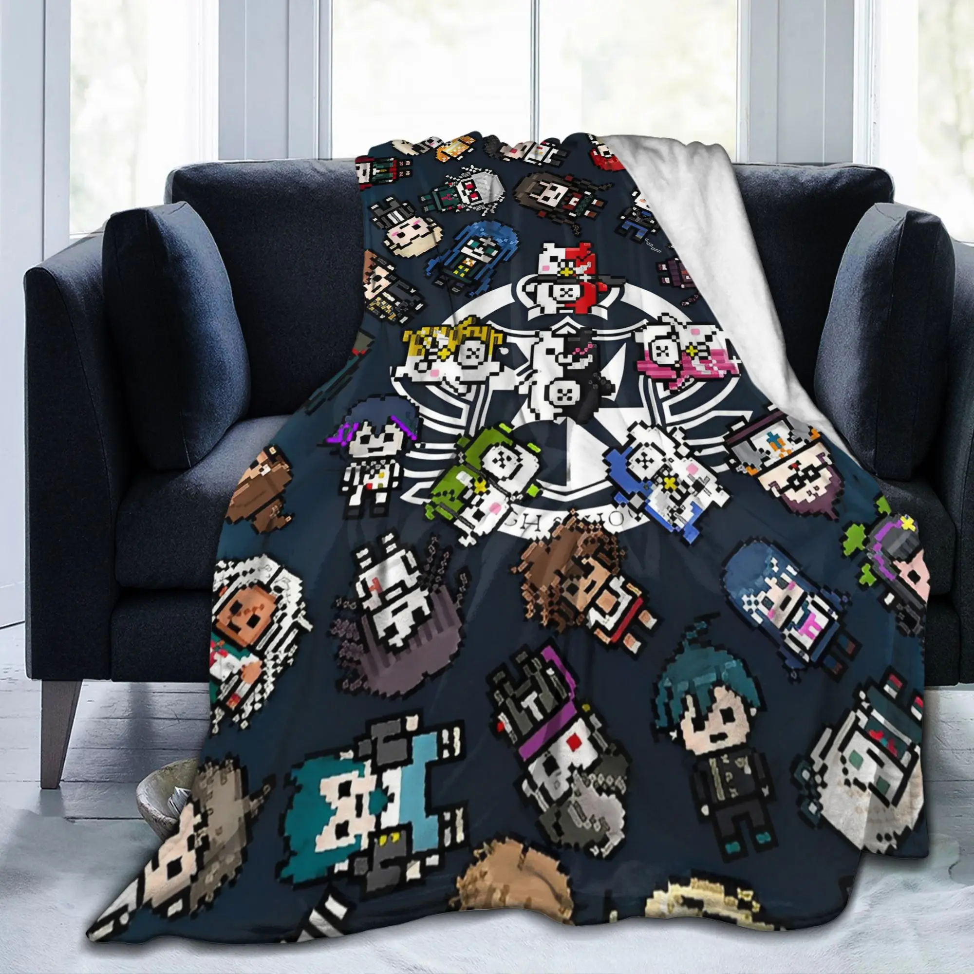 Danganronpa Monokuma Bear Flannel Throw Blanket Game Anime for Home Knitted Blanket Travel Thin Multi-function