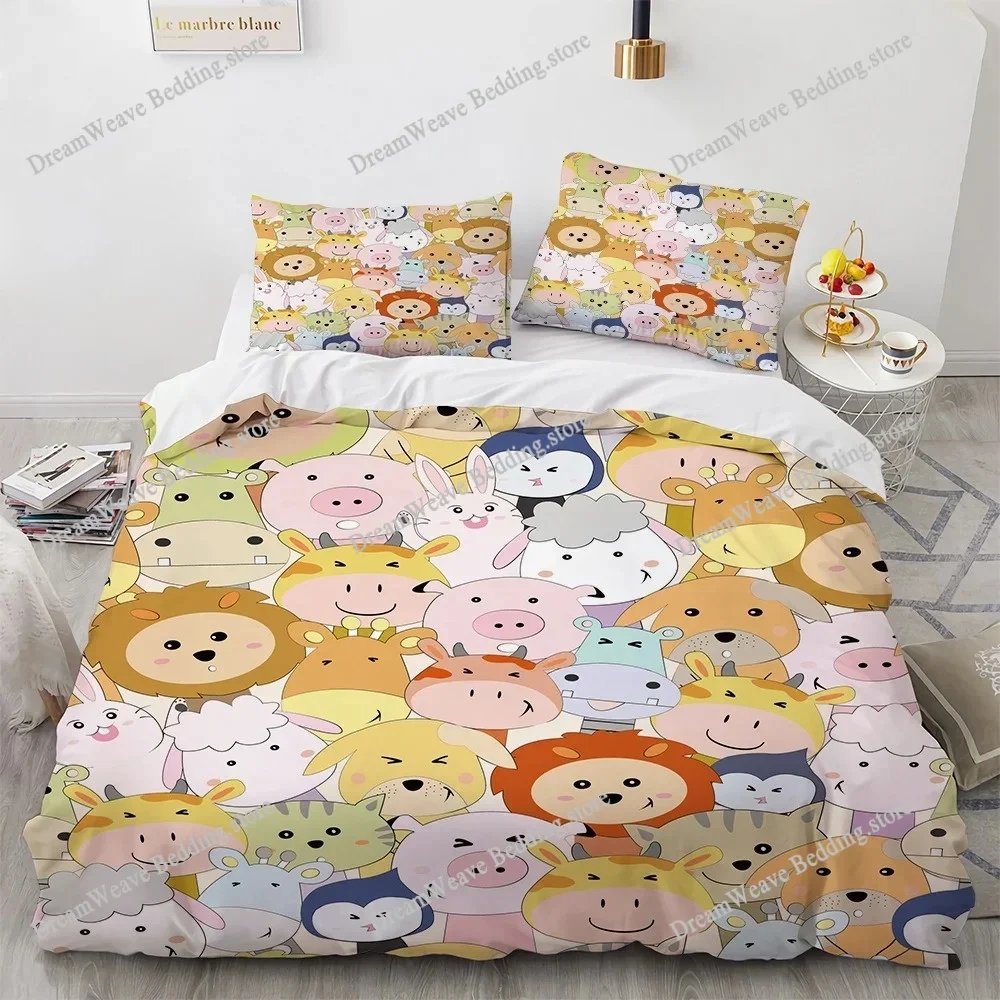 

Home Textile Cartoon Animal Cover Duvet Cover Pillow Case Boy Girl Polyester Bedding Set King Queen Twin Size Home Textileextile