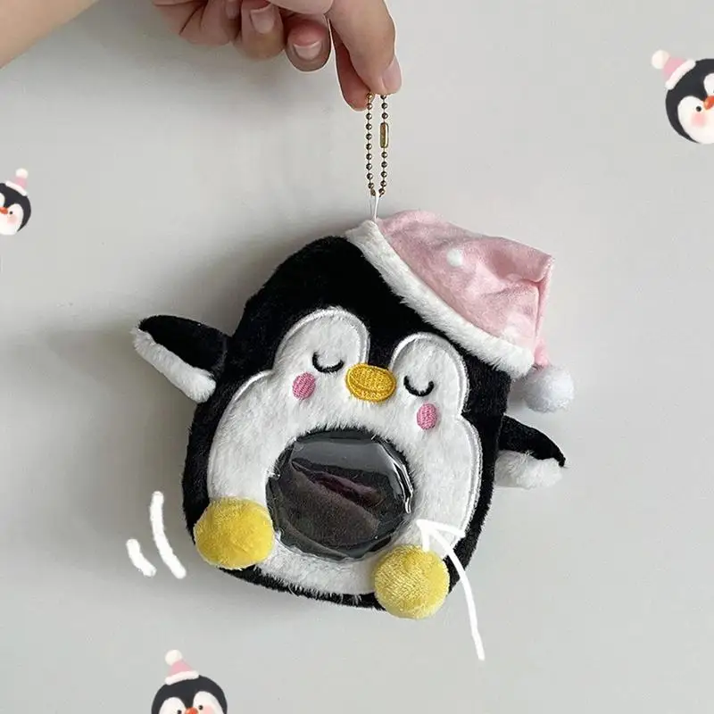 

Cute ID Badge Holder Plush Penguin Postcards Protector Soft Sleeping Hat Penguin Doll Bus Cards Organizer For Bus Card Driver's