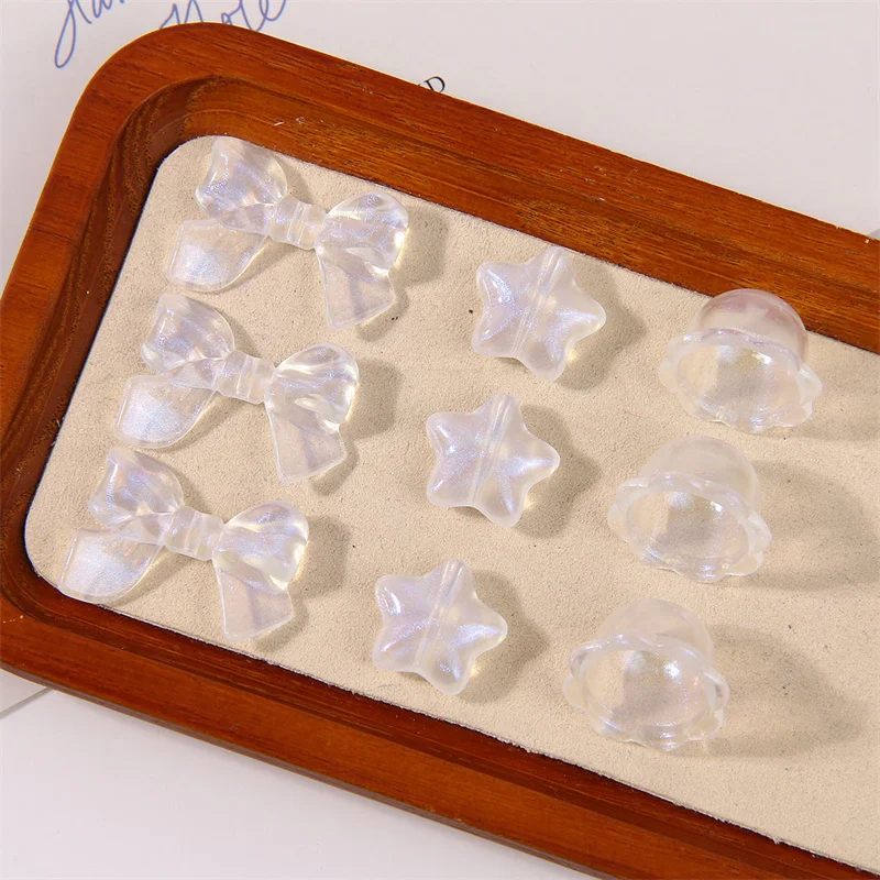 Wholesale 100pcs/lot cartoon bowknots/stars/flowers shape acrylic beads diy jewelry earring/garment accessory