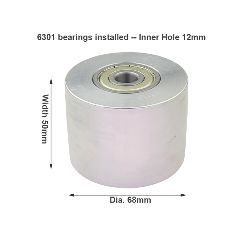 1 Stück 100 x 80 mm / 68 x 50 mm Vollaluminium-Kontaktrad mit installierten Lagern – Detail 2