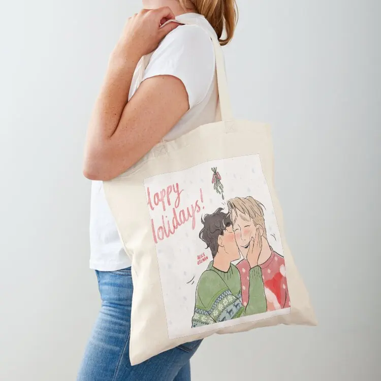 

Happy Holidays Tote Bag Gift bag Canvas shoulder bag Shopper handbag tote custom