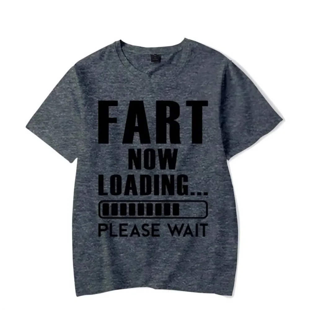 FART Now Loading Luminous Mens T-shirt for Men New Trendy Summer Fashion Funny Print Short Sleeve Tops Oversized T Shirts Tops