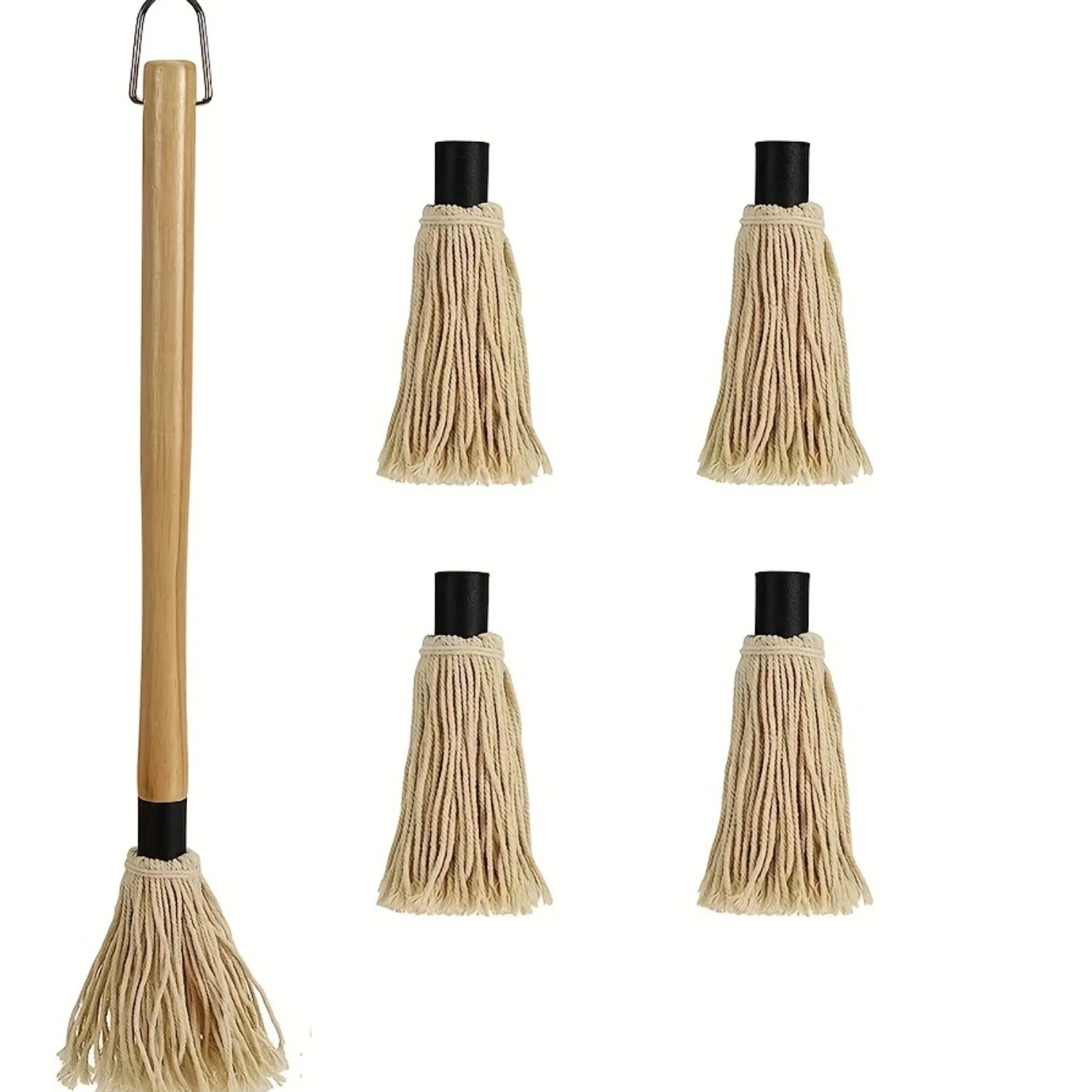 

BBQ Masters Choice - Extra-Long Grill Basting Mop Set with 4 Durable Heads - Ideal for BBQ, Grilling, Smoking - Festive Party Es