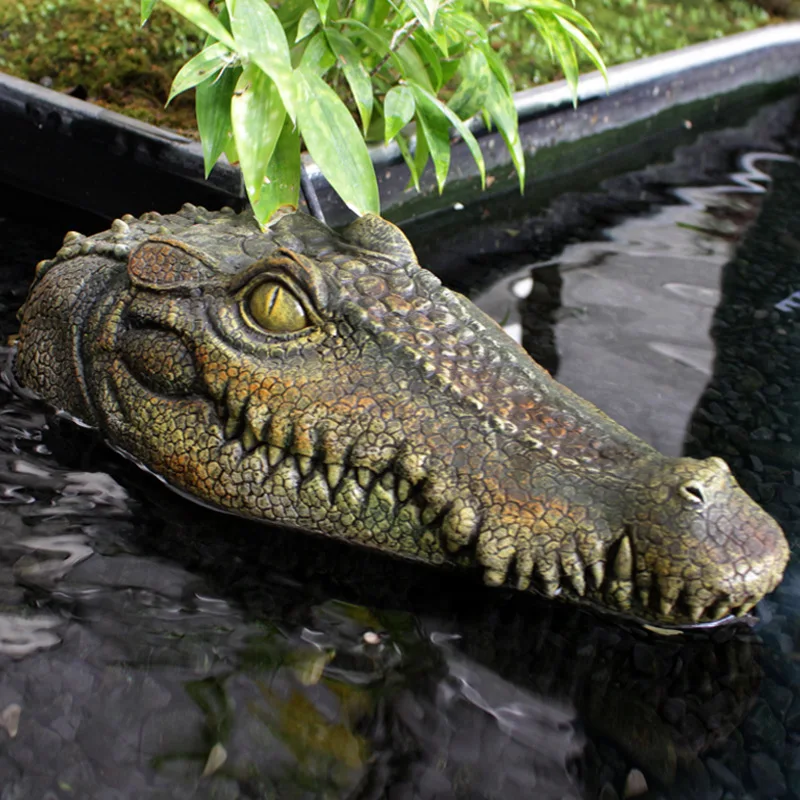 

Floating Crocodile Head Decoration for Ponds,Parks, Aquariums, Fish Tanks - Realistic Artificial Water Plant & Animal Decor